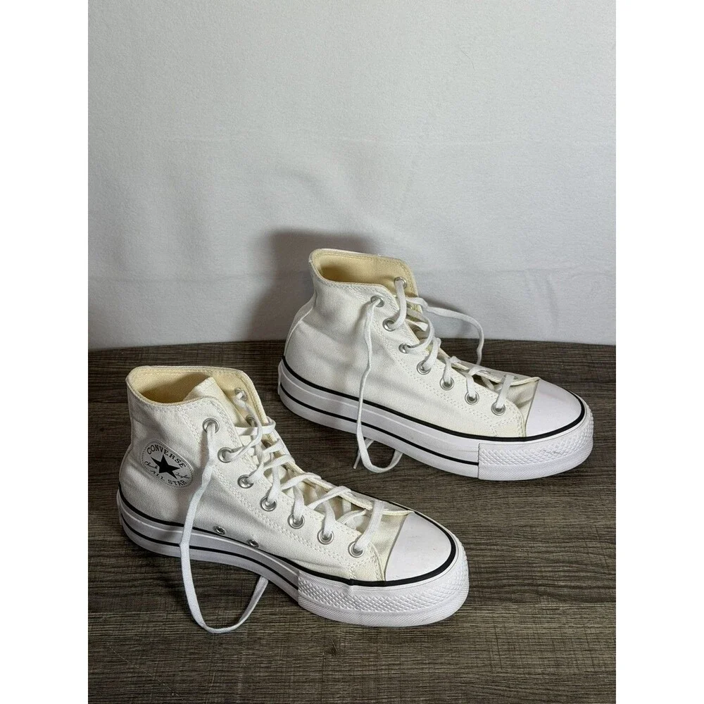 Converse Chuck Taylor All Star Platform High Top White Canvas Lace-Up 560846F